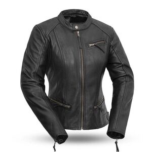 NWOT First Mfg Co Fashionista Black Leather Motorcycle Jacket